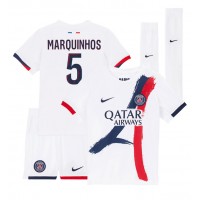 Camiseta Paris Saint-Germain Marquinhos #5 Visitante Equipación para niños 2024-25 manga corta (+ pantalones cortos)